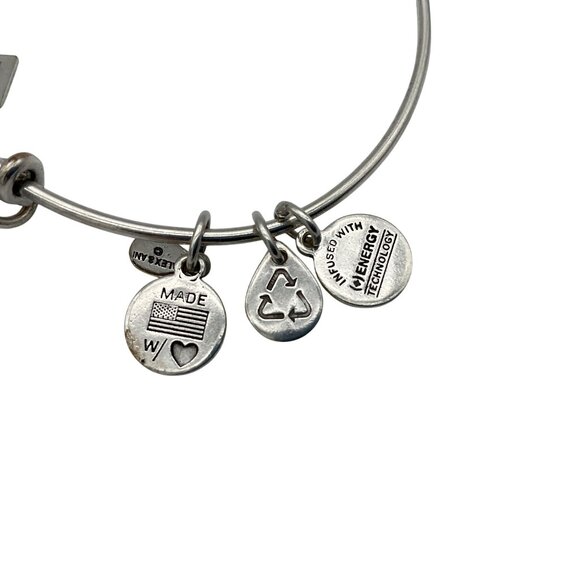 Alex and Ani Silvertone Expandable Graduation Bangle Bracelet with Charms - Picture 2 of 5